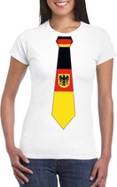 Wit t-shirt met Duitse vlag stropdas dames - Duitsland supporter XS