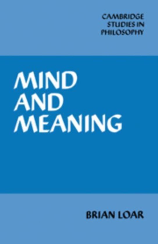 Mind and Meaning, B. F. Loar, Loar 9780521229593 Boeken bol