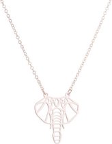 24/7 Jewelry Collection Origami Olifant Ketting - Rosé Goudkleurig