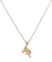 24/7 Jewelry Collection Dinosaurus Ketting - Geborsteld - Goudkleurig