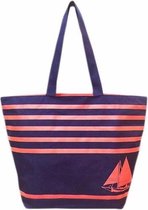 Damestas strandtas Bahia Boat met maritiem print 58 cm - Dames handtassen - Shopper - Boodschappentassen