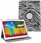 Samsung Galaxy Tab 4 10.1 T530 Tablet Case met 360° draaistand cover hoes Zebra Print  kleur Zwart / Wit
