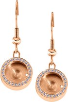 Quiges Mini Boucles d'oreilles pendantes de vis interchangeable en acier inoxydable Boucles d'oreilles Brillant de couleur rose avec des pierres de zircone - ECO015