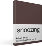 Snoozing - Katoen-satijn - Kussenslopen - Set van 2 - 60x70 cm - Bruin