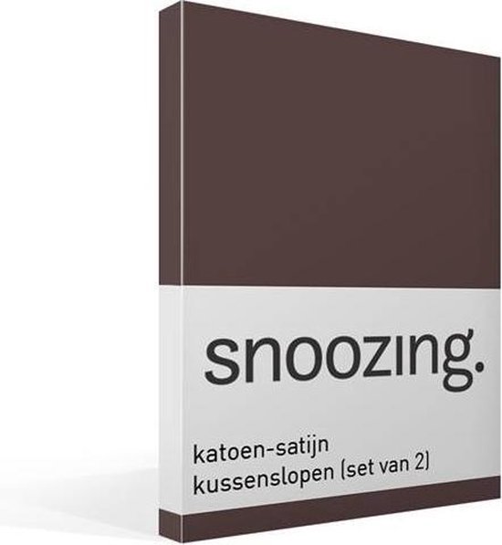 Snoozing - Satin de coton - Taies d'oreiller - Lot de 2 - 60x70 cm - Marron