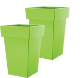 Bloempot Hoog Vierkant Lofly Square 24x24x36cm LIME Prosperplast / 2 STUKS ! /