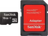 Sandisk Micro SD kaart 16 GB + SD adapter