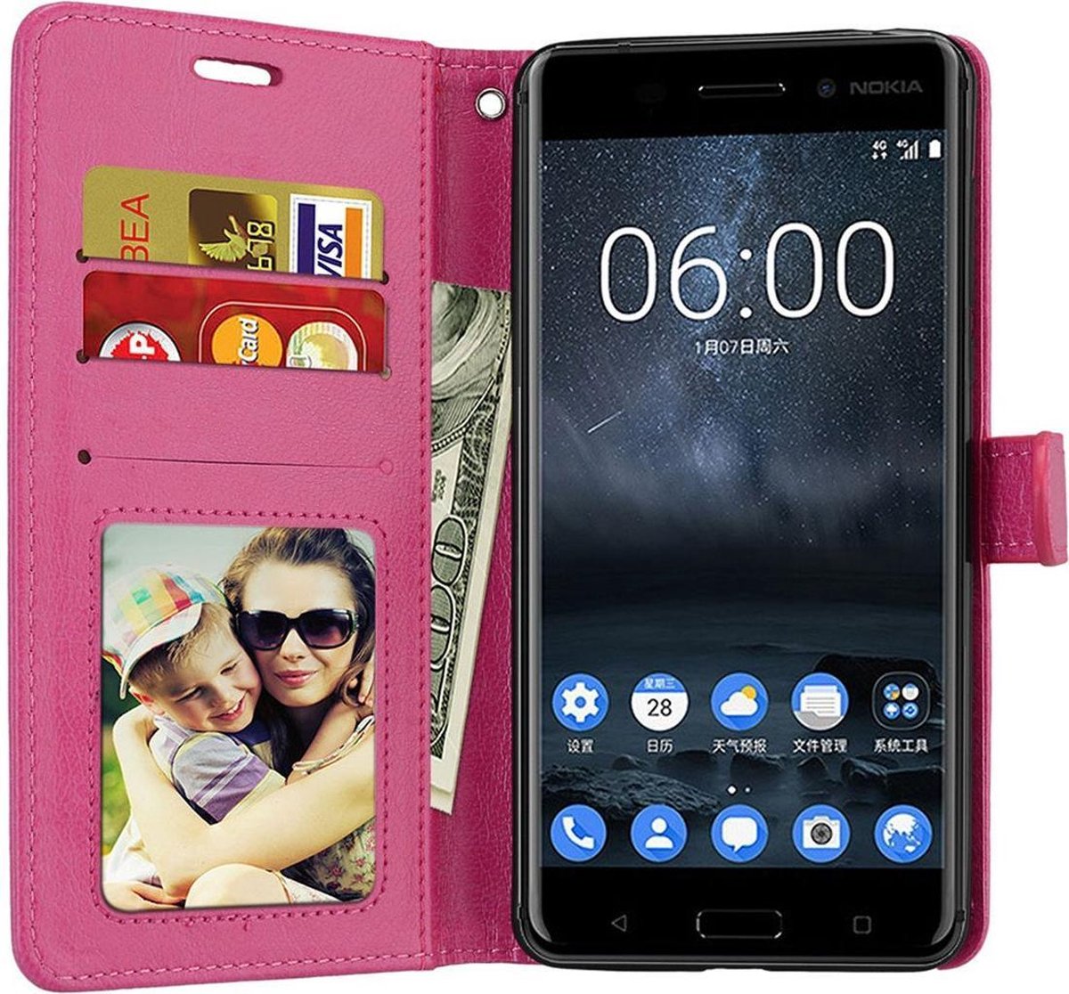 Telefoonhoes Portemonnee hoesje Geschikt voor: Nokia 2 - Roze