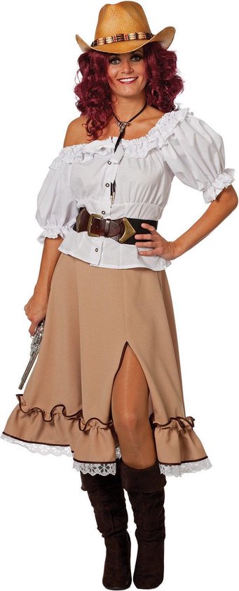 Cowgirl et jupe western marron avec fente haute et franges Taille 36 |  bol.com