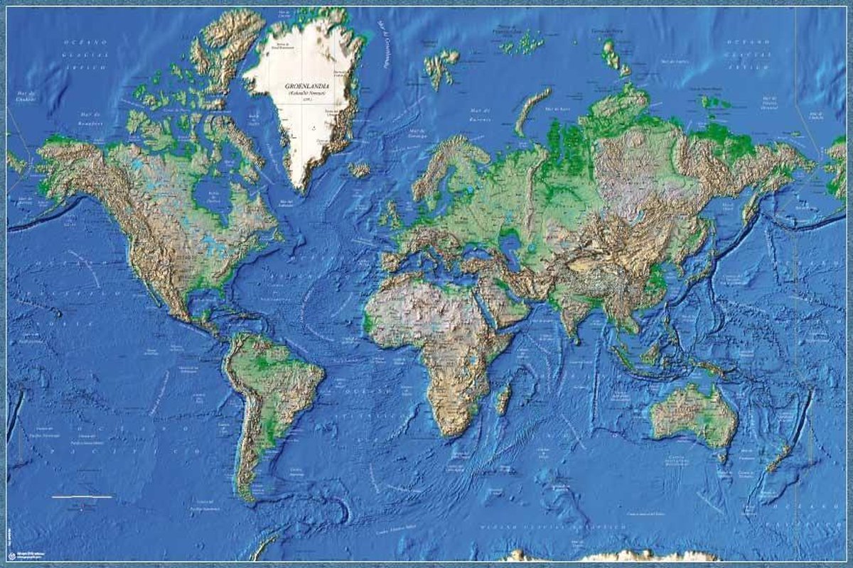 Posterpoint Wereldkaart poster -Espanol - Spaans - 61 x 91.5 cm. Multicolor