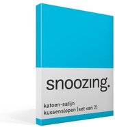 Snoozing - Katoen-satijn - Kussenslopen - Set van 2 - 60x70 cm - Turquoise
