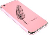 Roze veren hoesje deluxe Geschikt voor iPhone 6 (S) Plus