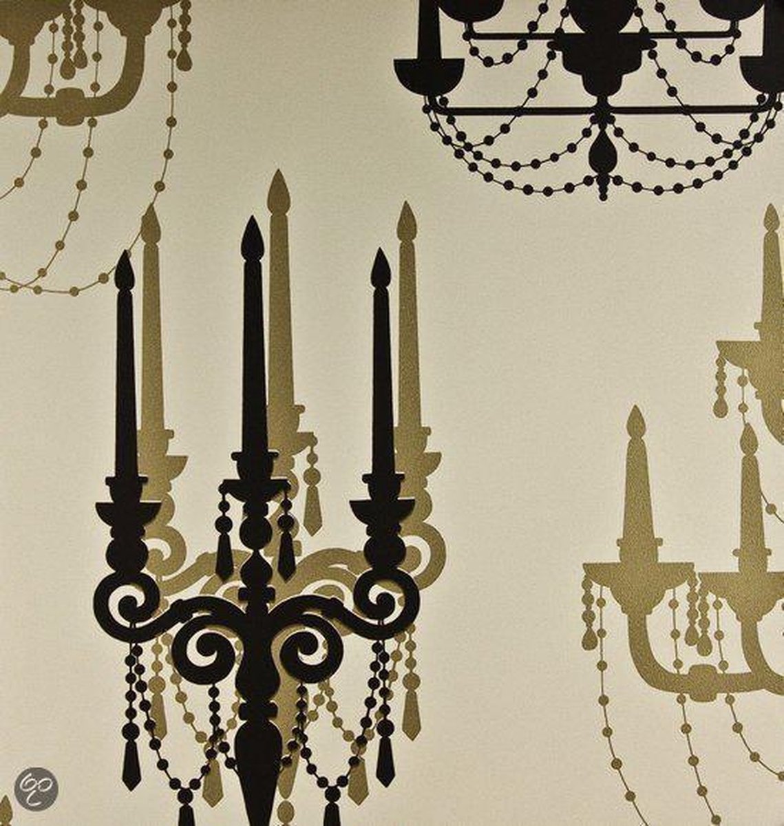 Dutch Wallcoverings Papierbehang - Kandelaar - Goud/zwart
