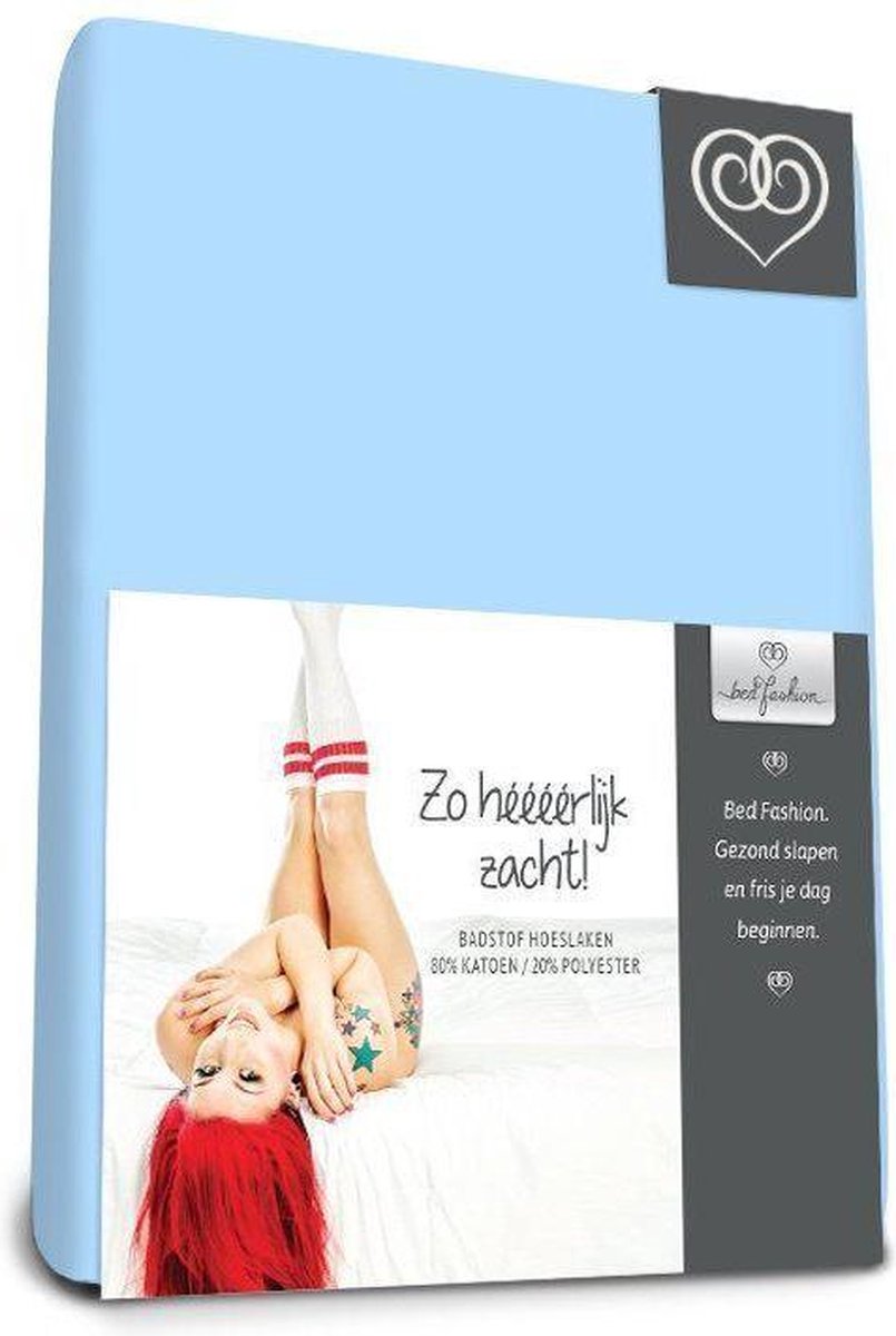 Badstof stretch hoeslaken Bleu - 180 x 210 cm - Bleu