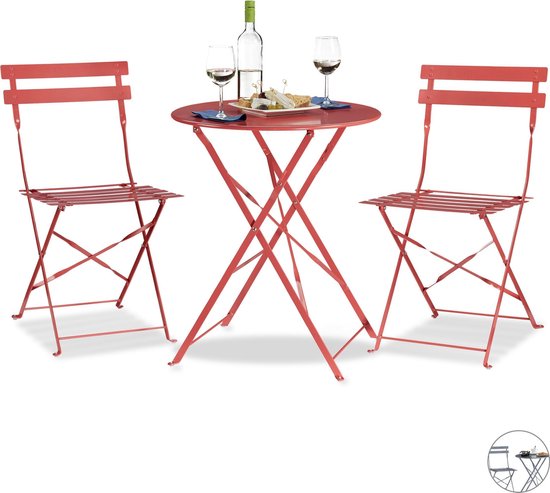relaxdays - bistroset rond - 2 stoelen, 1 tafel - opklapbaar - balkonset -  tuin grijs | bol.com