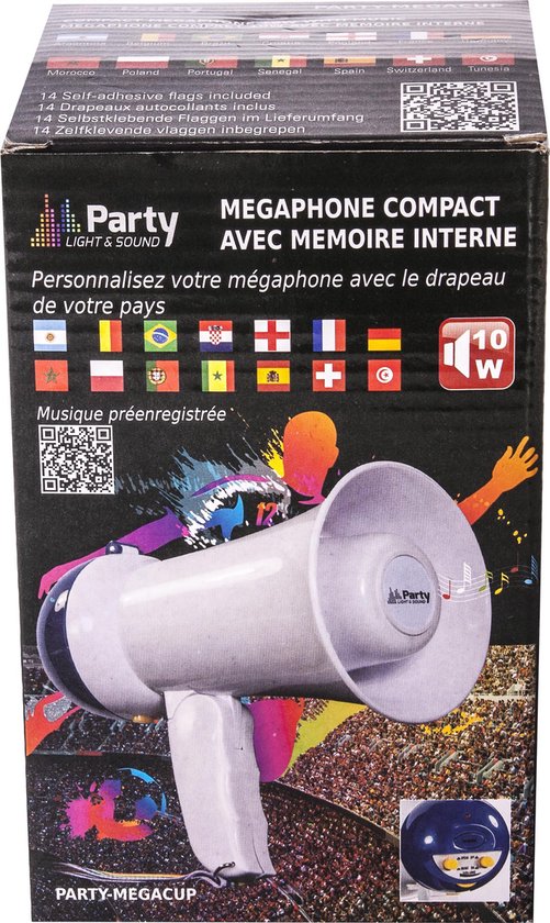 relaxdays Megaphone blanc 10 Watt - Son Ole pour stade - Mini