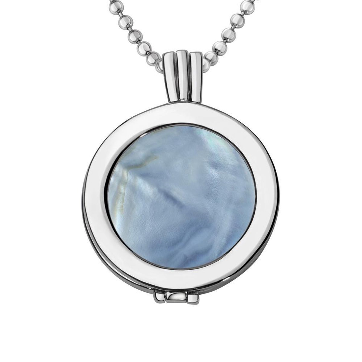Quiges - Munthouder met Ketting en Munt 25mm Schelp Blauw Mix - Zilverkleurig - EPRHZ009