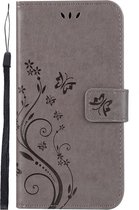 Shop4 - Huawei Y6 2019 Hoesje - Wallet Case Vlinder Patroon Grijs