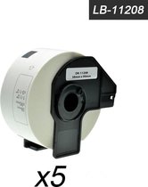 5x Brother DK-11208 compatibles pour la gamme d'imprimantes QL Brother, 38 mm * 90 mm