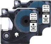 2x Compatible voor Dymo 45803 Standard Label Tape - Zwart op Wit - 19mm