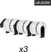 3x Brother DK-22205 compatibles pour la gamme d'imprimantes QL Brother, 62 mm * 30,48 m