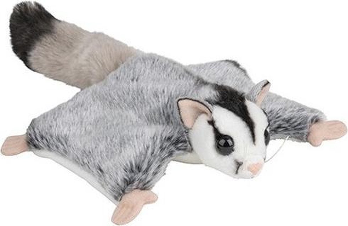 Pluche grijze vliegende eekhoorns knuffel 34 cm - Vliegende eekhoorns bosdieren knuffels - Speelgoed voor kinderen - Nature Plush Planet