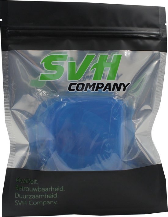 Emballage bleu SVH Company avec le texte "Qualité. Fiabilité. Durabilité. SVH Company."