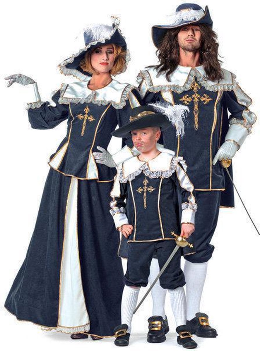 indruk Succesvol Doornen Carnavalskleding Musketier blauw - wit luxe kind Maat 116 | bol.com