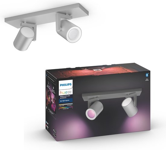 Philips Hue - Argenta - White and Color Ambiance - spot en saillie - 2 points lumineux - aluminium - Bluetooth