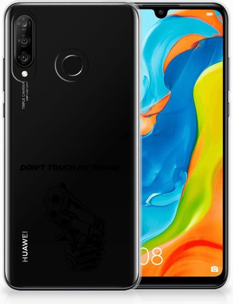 Huawei P30 Lite Silicone-hoesje Gun Don't Touch My Phone