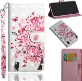 Nokia 3.1 Plus wallet agenda hoesje roze boom poes