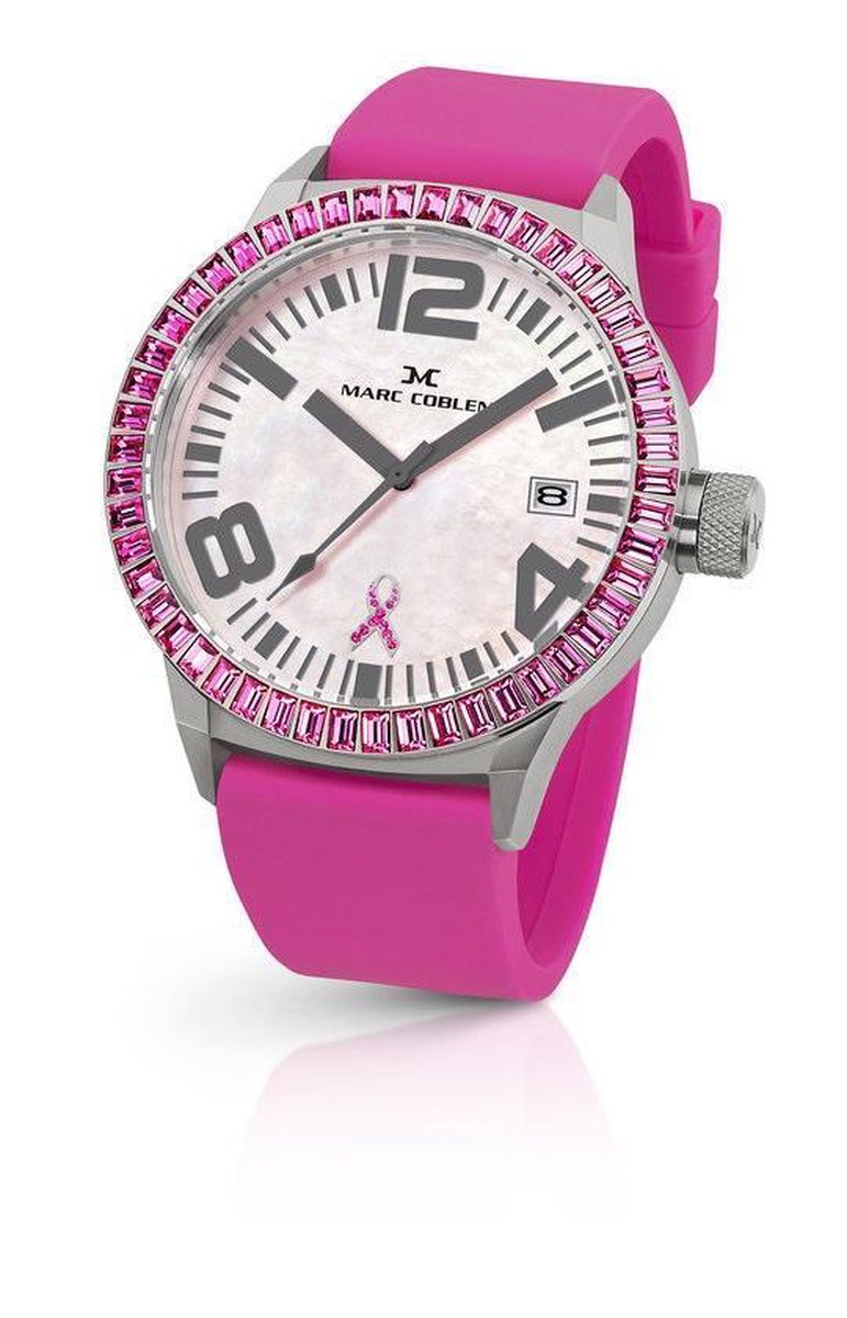 Marc Coblen for Pink Ribbon MCPR1- Horloge - Kunststof - Roze - Ø 45 mm