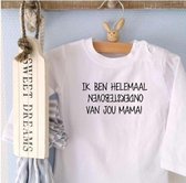 Baby unisex baby tekst cadeau eerste moederdag Rompertje Ik ben helemaal ondersteboven van jou mama  | Lange mouw | wit | maat 62/68