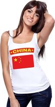 Singlet shirt/ tanktop Chinese vlag wit dames XL