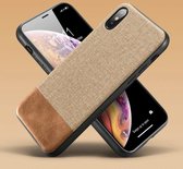 Luxe Leren Back Cover voor Apple iPhone X | iPhone XS | Soft TPU | Hoogwaardige Fabric & Kwaliteits PU Leer | Shockproof Case | Bruin Hoesje
