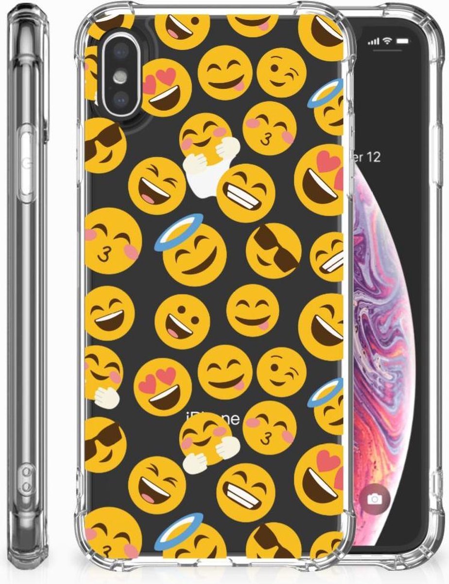 Apple iPhone Xs Max Doorzichtige Silicone Hoesje Emoji
