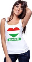 Hongarije hart vlag singlet shirt/ tanktop wit dames S