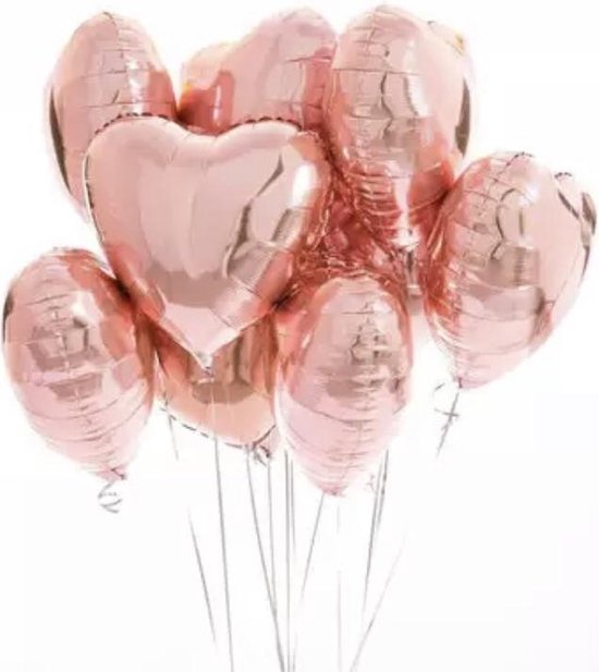 Ballon hart Rosé goud 45 cm (5 stuks) Valentijn folieballon - helium - hartjesballon