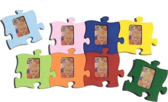 Wizard etiquette auditie Fotolijst puzzelstuk 8 stuks 8 kleuren puzzel thema hobby speelgoed |  bol.com