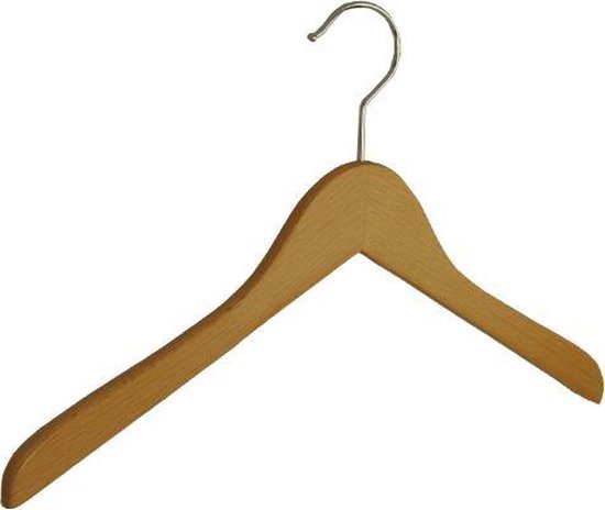 10 x Houten-kledinghangers voor (shirts / jassen) vlak, cm - DE KLEDINGHANGER GIGANT