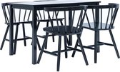 Complete Eettafel set 5 delig zwart (Incl Anti Kras Vilt 16st) - Eet tafel + 4 Eetstoelen - DIneertafel - Eettafelstoelen - Eetkamerstoelen - Eethoek 4 persoons