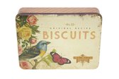 Bewaarblik Nostalgie Biscuits - Vogel/Vlinder/Roos - 22,5 x 17 x 5,5 cm