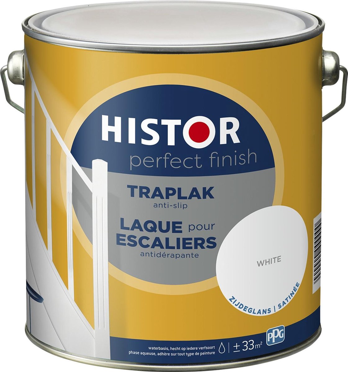 Histor Perfect Finish Traplak anti-slip Wit Zijdeglans 2,5 Liter