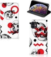 Mobiel BookCase iPhone 11 Skull Rood