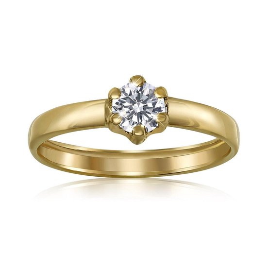 14 Karaat geelgouden damesring met zirkonia