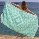 Fashion4wellness Hamamdoek Diamond Green of Sea /  FOUTA - STRANDLAKEN - SAUNADOEK - 190 X 100 CM KATOEN