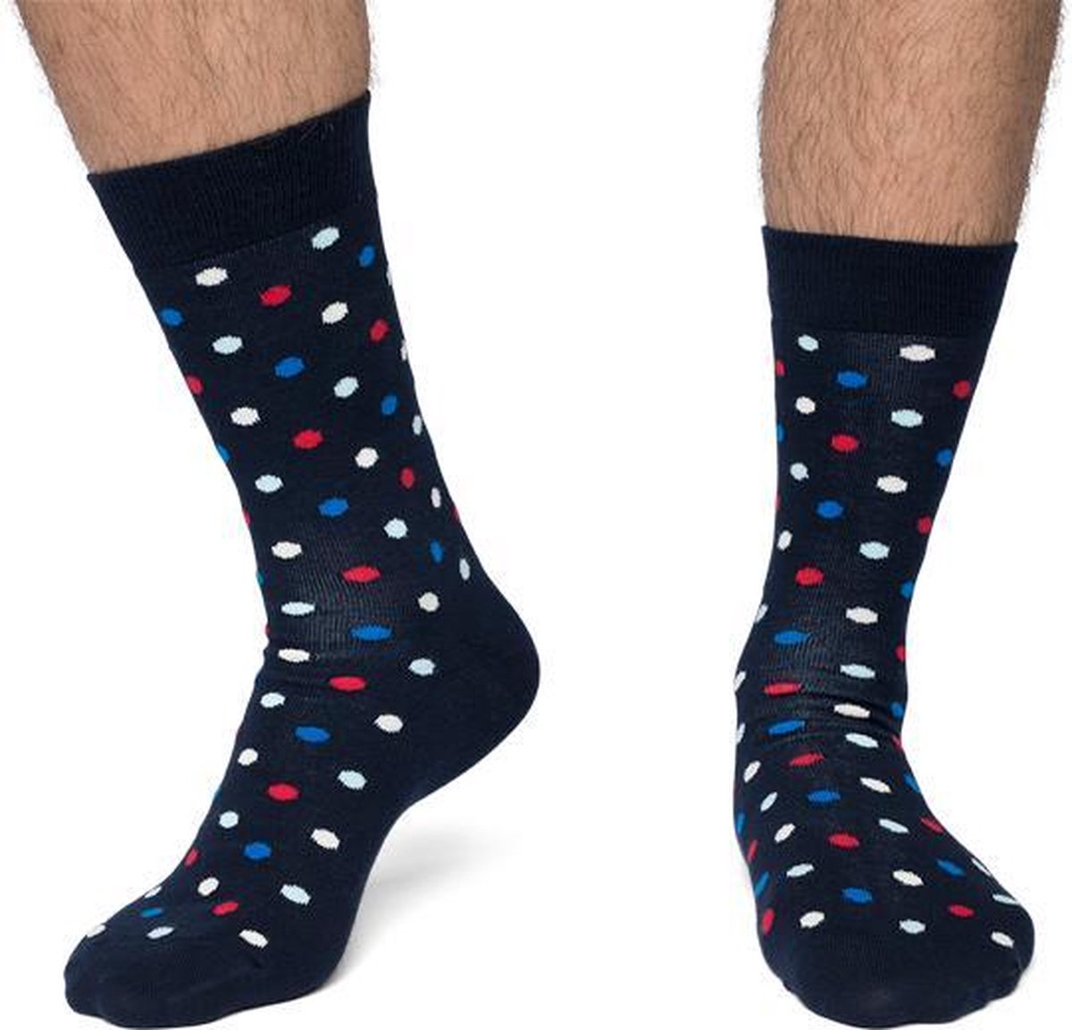 CADA 2 Paar heren sokken gestipt donkerblauw multicolor 43-46