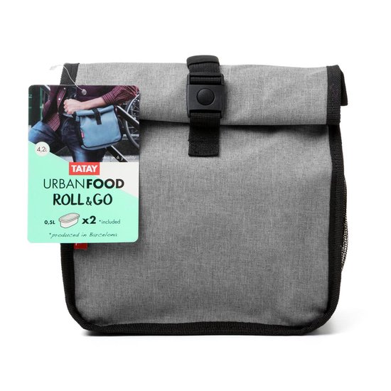 Koeltas grijs inclusief 2 lunch boxen / lunchbox / foodbag / coolbag / lunchbag / relatiegeschenk van tatay — afbeelding 3