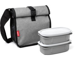 Koeltas grijs inclusief 2 lunch boxen / lunchbox / foodbag / coolbag / lunchbag / relatiegeschenk