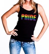 Pride regenboog gaypride tanktop/mouwloos shirt zwart dames L